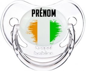 Drapeau effet pinceau Côte d'Ivoire avec prénom Sucette Physiologique Transparent classique