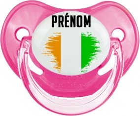 Drapeau effet pinceau Côte d'Ivoire avec prénom Sucette Physiologique Rose classique