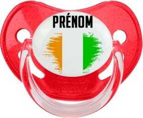 Drapeau effet pinceau Côte d'Ivoire avec prénom Sucette Physiologique Rouge à paillette