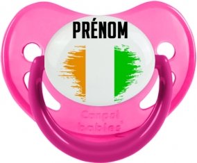 Drapeau effet pinceau Côte d'Ivoire avec prénom Sucette Physiologique Rose phosphorescente