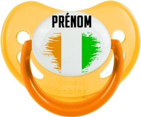 Drapeau effet pinceau Côte d'Ivoire avec prénom Sucette Physiologique Jaune phosphorescente