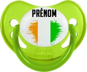 Drapeau effet pinceau Côte d'Ivoire avec prénom Sucette Physiologique Vert phosphorescente