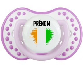 Drapeau effet pinceau Côte d'Ivoire avec prénom Sucette LOVI Dynamic Blanc-mauve classique