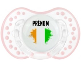 Drapeau effet pinceau Côte d'Ivoire avec prénom Sucette LOVI Dynamic Retro-blanc-rose-tendre classique