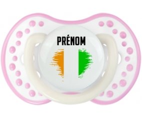 Drapeau effet pinceau Côte d'Ivoire avec prénom Sucette LOVI Dynamic Blanc-rose phosphorescente