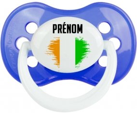 Drapeau effet pinceau Côte d'Ivoire avec prénom Tétine Anatomique Bleu classique