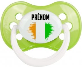 Drapeau effet pinceau Côte d'Ivoire avec prénom Tétine Anatomique Vert classique