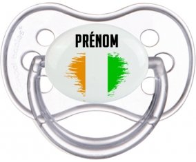Drapeau effet pinceau Côte d'Ivoire avec prénom Tétine Anatomique Transparente classique