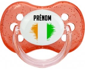 Drapeau effet pinceau Côte d'Ivoire avec prénom Sucette Cerise Rouge à paillette