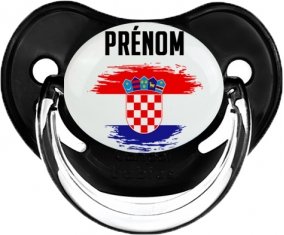 Drapeau effet pinceau Croatie avec prénom Sucette Physiologique Noir classique