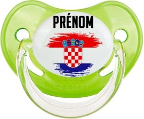 Drapeau effet pinceau Croatie avec prénom Sucette Physiologique Vert classique