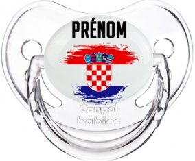 Drapeau effet pinceau Croatie avec prénom Sucette Physiologique Transparent classique