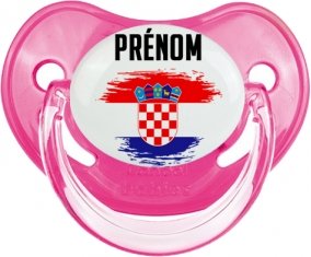 Drapeau effet pinceau Croatie avec prénom Sucette Physiologique Rose classique