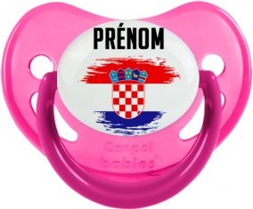 Drapeau effet pinceau Croatie avec prénom Sucette Physiologique Rose phosphorescente