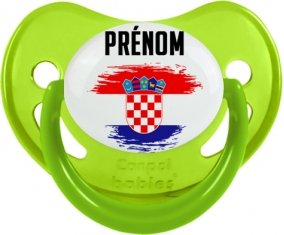Drapeau effet pinceau Croatie avec prénom Sucette Physiologique Vert phosphorescente