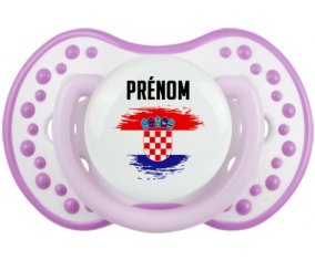 Drapeau effet pinceau Croatie avec prénom Sucette LOVI Dynamic Blanc-mauve classique