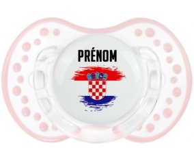 Drapeau effet pinceau Croatie avec prénom Sucette LOVI Dynamic Retro-blanc-rose-tendre classique