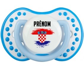 Drapeau effet pinceau Croatie avec prénom Sucette LOVI Dynamic Blanc-bleu phosphorescente