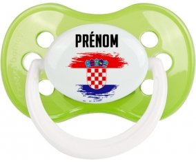 Drapeau effet pinceau Croatie avec prénom Sucette Anatomique Vert classique