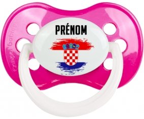 Drapeau effet pinceau Croatie avec prénom Sucette Anatomique Rose foncé classique