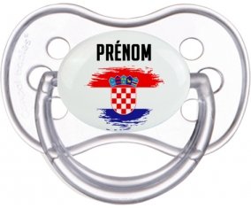 Drapeau effet pinceau Croatie avec prénom Sucette Anatomique Transparente classique
