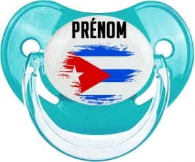 Drapeau effet pinceau Cuba avec prénom Tétine Physiologique Bleue classique
