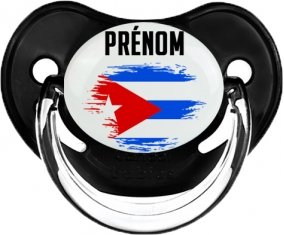 Drapeau effet pinceau Cuba avec prénom Tétine Physiologique Noir classique