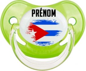 Drapeau effet pinceau Cuba avec prénom Tétine Physiologique Vert classique