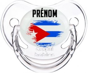 Drapeau effet pinceau Cuba avec prénom Tétine Physiologique Transparent classique