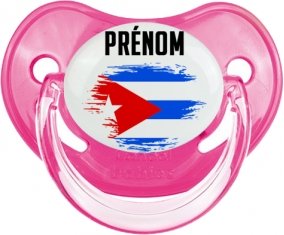 Drapeau effet pinceau Cuba avec prénom Tétine Physiologique Rose classique