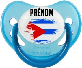 Drapeau effet pinceau Cuba avec prénom Tétine Physiologique Bleue phosphorescente