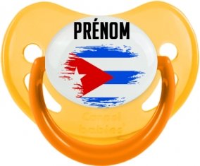 Drapeau effet pinceau Cuba avec prénom Tétine Physiologique Jaune phosphorescente