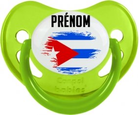 Drapeau effet pinceau Cuba avec prénom Tétine Physiologique Vert phosphorescente