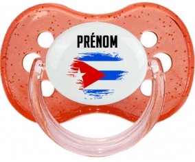Drapeau effet pinceau Cuba avec prénom Sucete Cerise Rouge à paillette