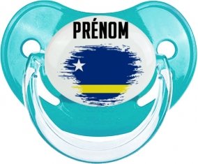 Drapeau effet pinceau Curacao avec prénom : Sucette Physiologique personnalisée