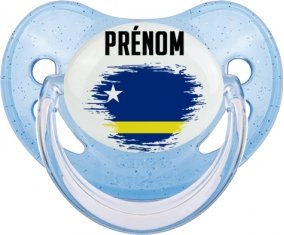 Drapeau effet pinceau Curacao avec prénom Sucete Physiologique Bleue à paillette