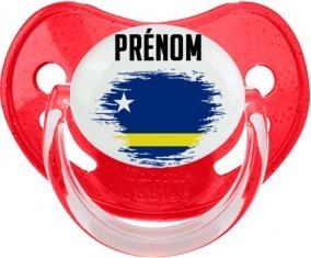 Drapeau effet pinceau Curacao avec prénom Sucete Physiologique Rouge à paillette