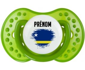 Drapeau effet pinceau Curacao avec prénom Tétine LOVI Dynamic Vert classique