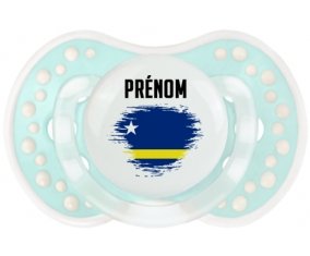 Drapeau effet pinceau Curacao avec prénom Tétine LOVI Dynamic Retro-turquoise-lagon classique