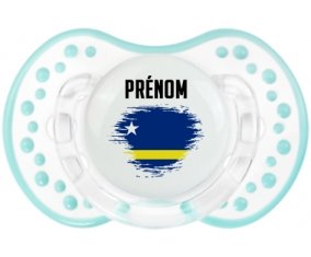 Drapeau effet pinceau Curacao avec prénom Tétine LOVI Dynamic Retro-blanc-lagon classique