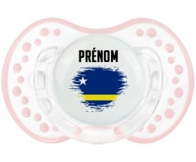 Drapeau effet pinceau Curacao avec prénom Tétine LOVI Dynamic Retro-blanc-rose-tendre classique