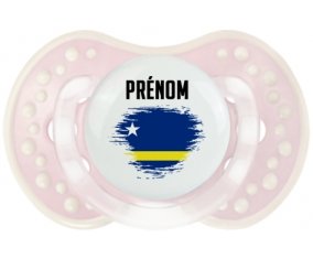 Drapeau effet pinceau Curacao avec prénom Tétine LOVI Dynamic Retro-rose-tendre classique