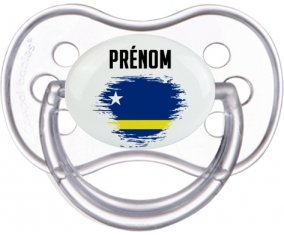 Drapeau effet pinceau Curacao avec prénom Sucette Anatomique Transparente classique