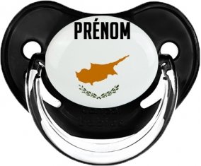 Drapeau effet pinceau Chypre avec prénom Sucette Physiologique Noir classique