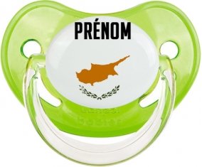 Drapeau effet pinceau Chypre avec prénom Sucette Physiologique Vert classique