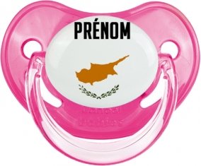 Drapeau effet pinceau Chypre avec prénom Sucette Physiologique Rose classique