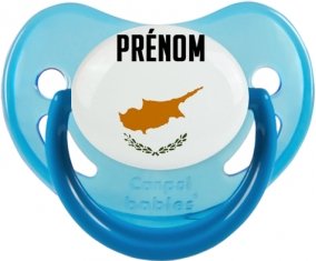 Drapeau effet pinceau Chypre avec prénom Sucette Physiologique Bleue phosphorescente