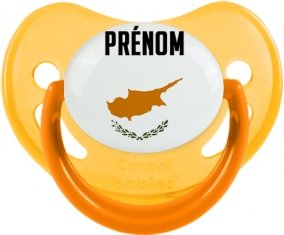 Drapeau effet pinceau Chypre avec prénom Sucette Physiologique Jaune phosphorescente