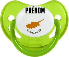Drapeau effet pinceau Chypre avec prénom Sucette Physiologique Vert phosphorescente
