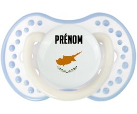 Drapeau effet pinceau Chypre avec prénom Sucette LOVI Dynamic Blanc-cyan classique